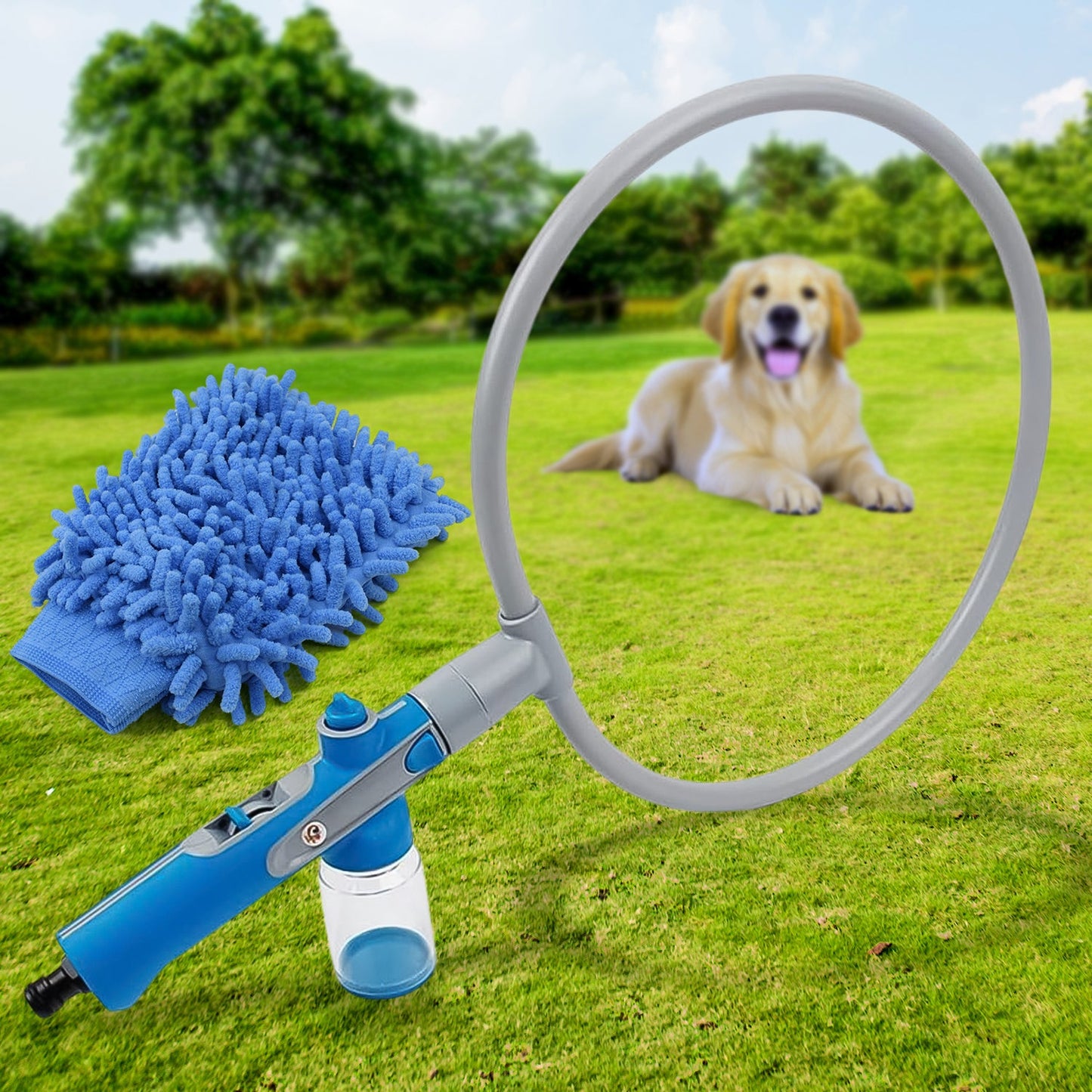 Pet Shower Sprayer Grooming Bath Massager With Microfiber Glove