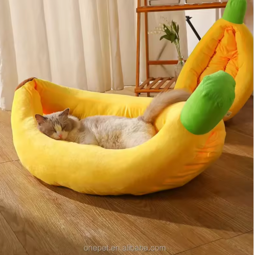 Super Soft Banana-Shape Washable Pet Cushion Bed
