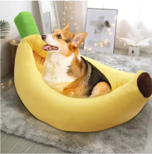 Super Soft Banana-Shape Washable Pet Cushion Bed