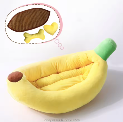 Super Soft Banana-Shape Washable Pet Cushion Bed