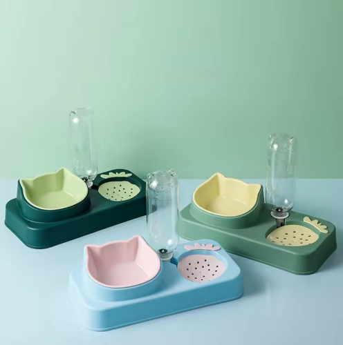 Dog Bowl with Water Bottle Dispenser