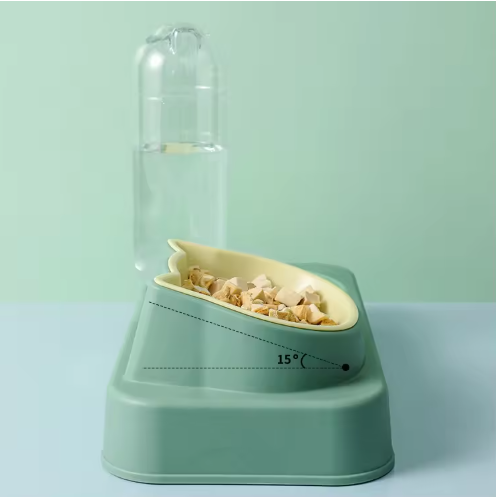 Dog Bowl with Water Bottle Dispenser