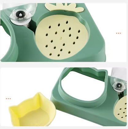 Dog Bowl with Water Bottle Dispenser